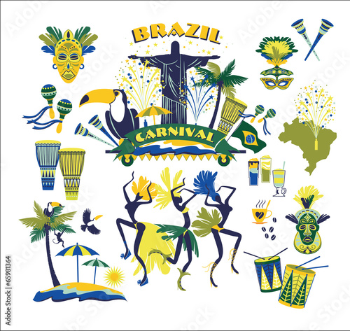 Brazilian Carnival. Vector icon set