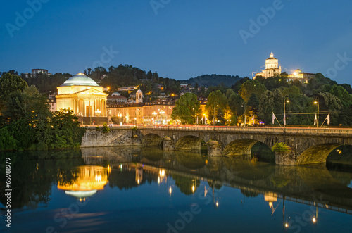 Turin (Torino), river Po, Grand Madre and Cappuccini