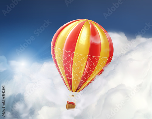 Air balloon in the clouds  vector illustration