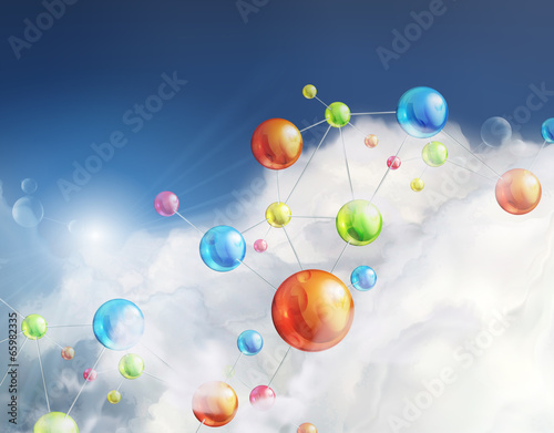 Futuristic background with molecules, vector illustration