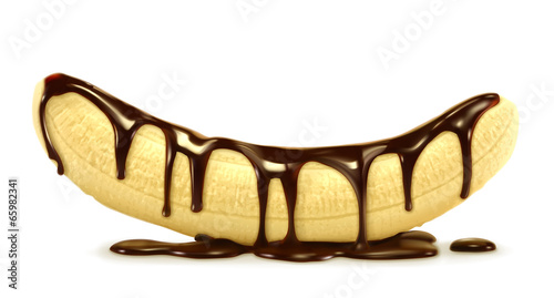 Banana in chocolate, vector illustration