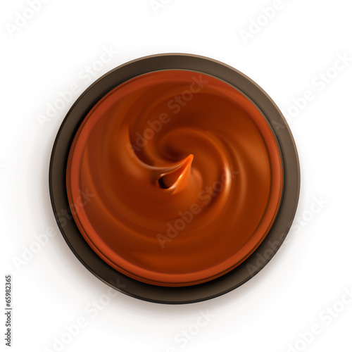 Chocolate cream, top view vector illustration