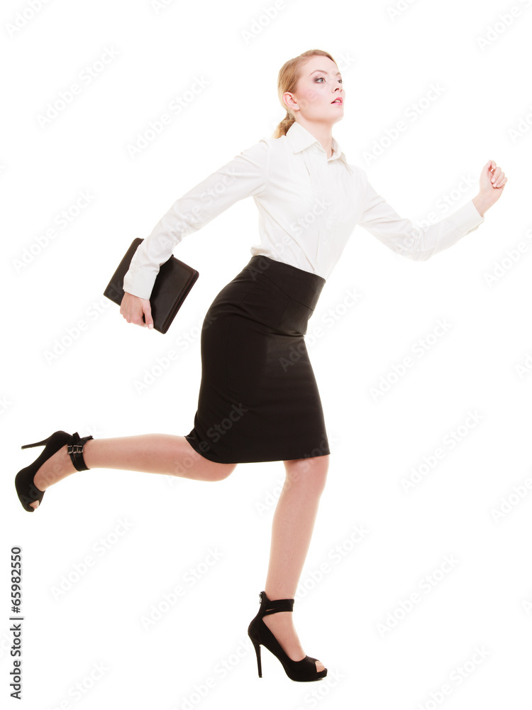Business concept. Woman running in full body isolated Business concept. Woman running in full body isolated