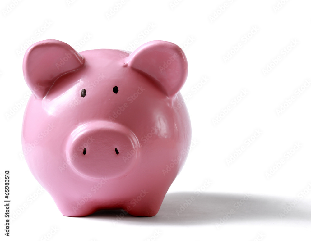 Piggy bank style money box isolated on a white background Piggy bank style money box isolated on a white background