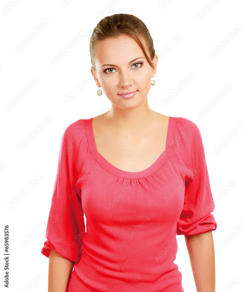 Portrait of a confident young woman standing isolated on white Portrait of a confident young woman standing isolated on white