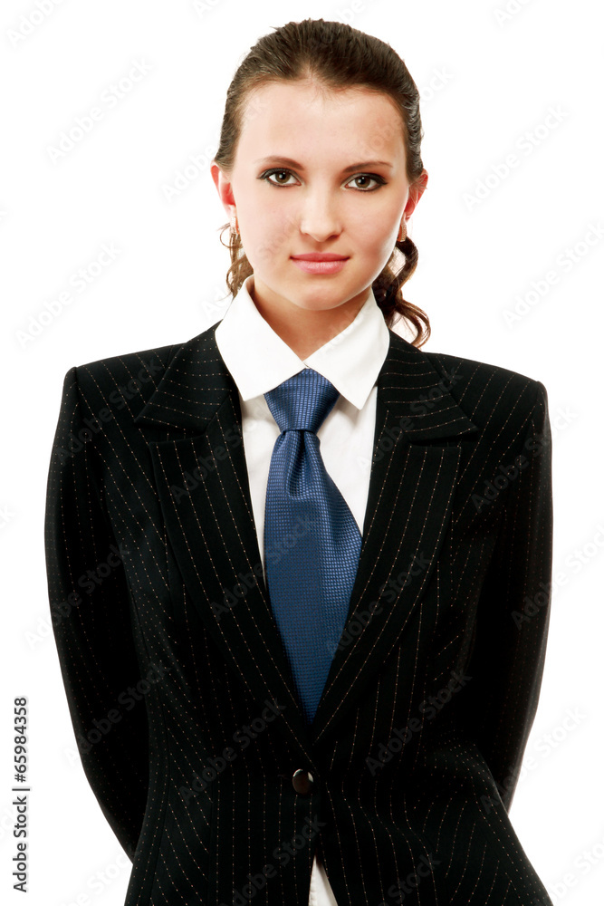 Portrait of a confident young woman standing isolated on white Portrait of a confident young woman standing isolated on white