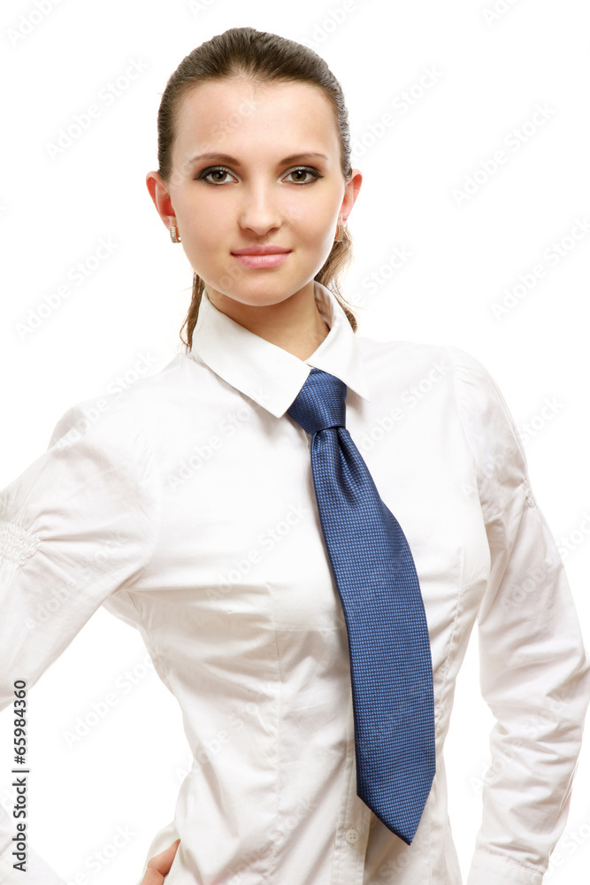 Portrait of a confident young woman standing isolated on white Portrait of a confident young woman standing isolated on white