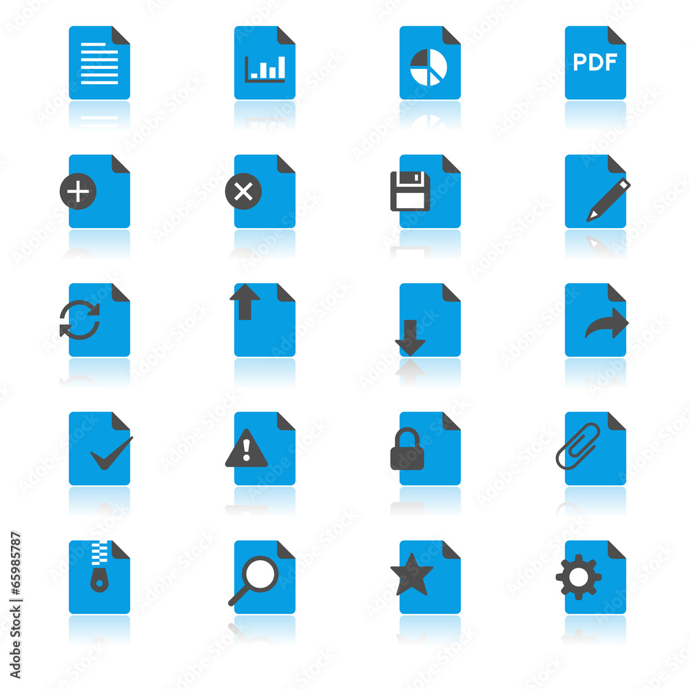 Document flat with reflection icons Document flat with reflection icons