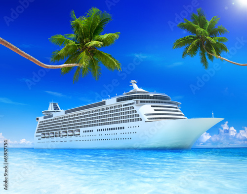 Cruise ocean with palm tree