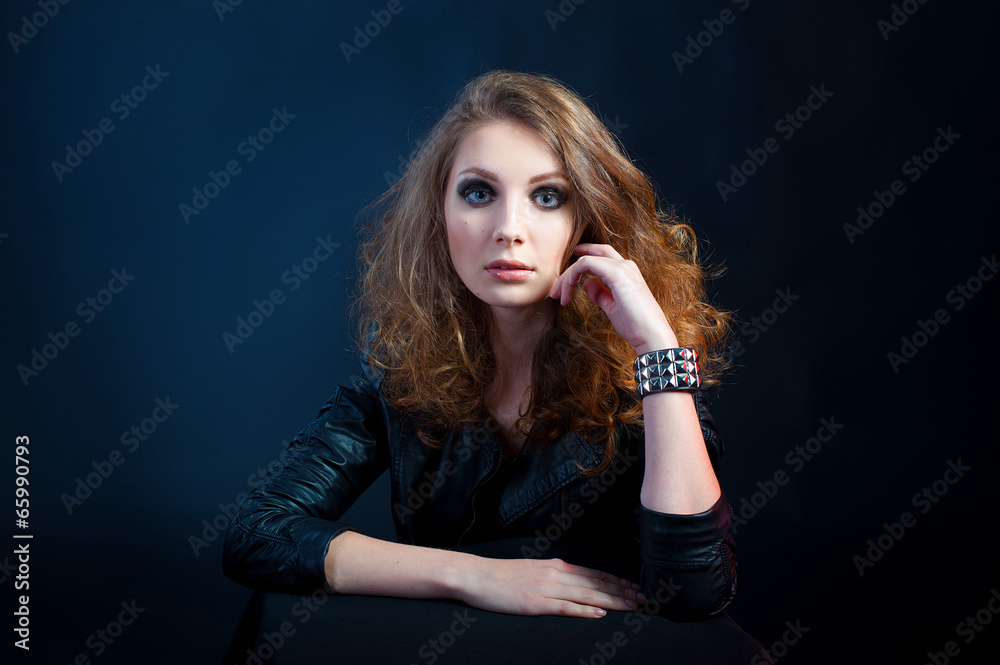 Beautiful young woman in a rock style Beautiful young woman in a rock style