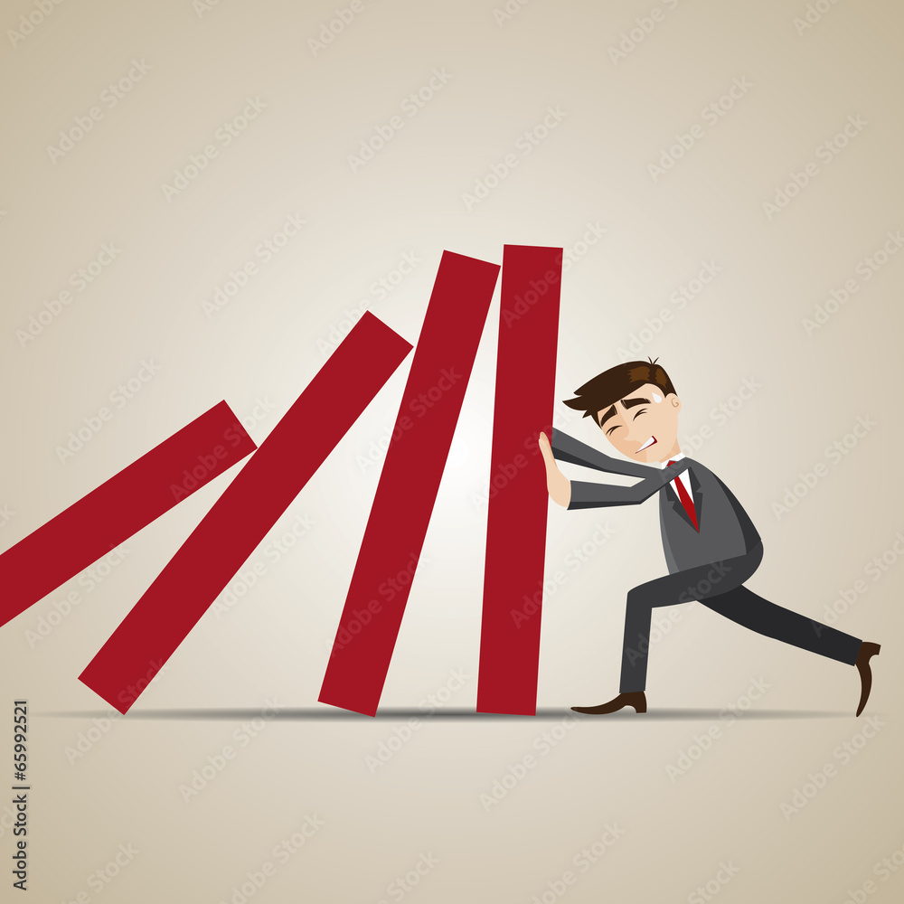 cartoon businessman resist dominos falling cartoon businessman resist dominos falling