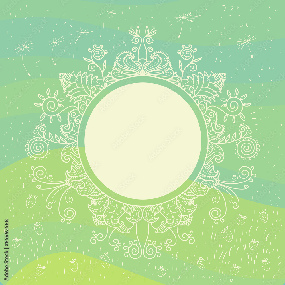 Cute floral frame. Summer concept. freehand drawing Cute floral frame. Summer concept. freehand drawing