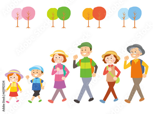 家族でウォーキング_イラスト