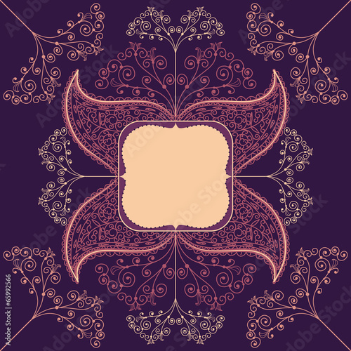 Purple frame with hand painted flower