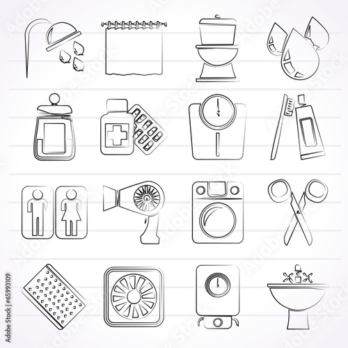Bathroom and Personal Care icons- vector icon set 2