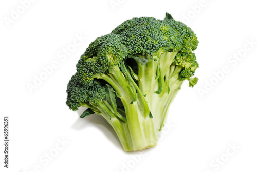 Ripe Organic Broccoli Crown Isolated on White