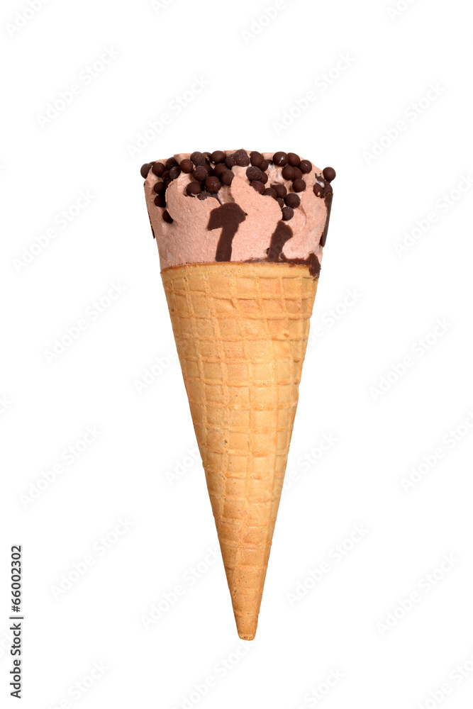 double chocolate ice cream in sugar cone double chocolate ice cream in sugar cone
