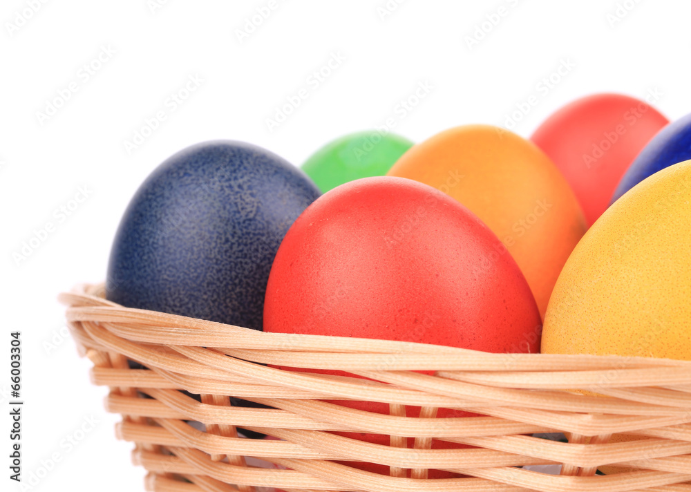 Easter eggs in a basket. Easter eggs in a basket.