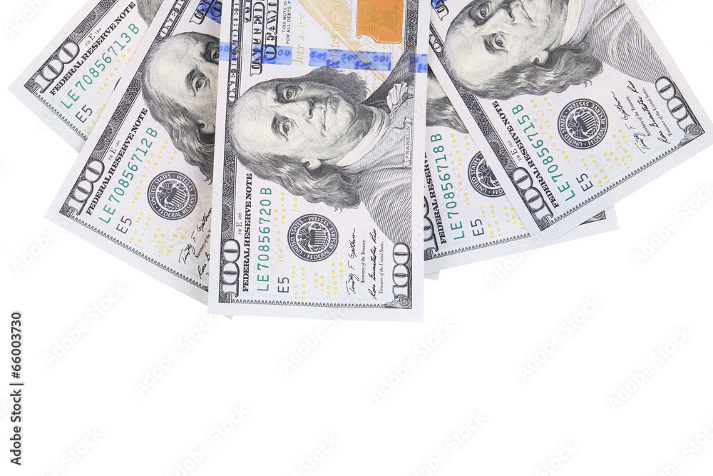 Closeup of hundred dollar banknotes. Closeup of hundred dollar banknotes.