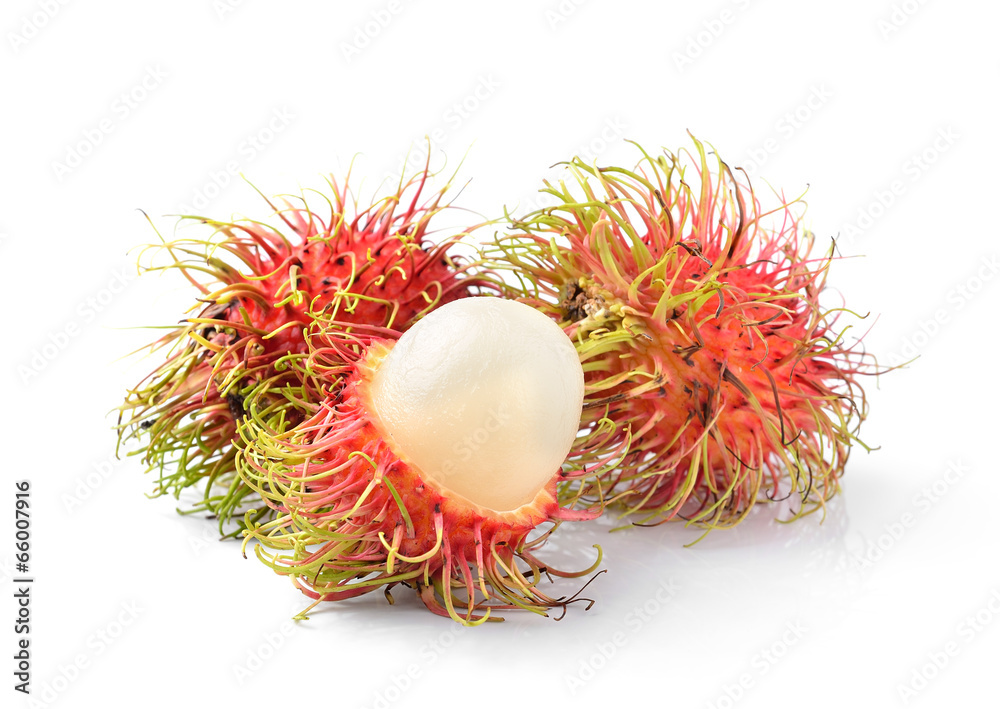 Fresh rambutan sweet delicious fruit isolated on white backgrou Fresh rambutan sweet delicious fruit isolated on white backgrou