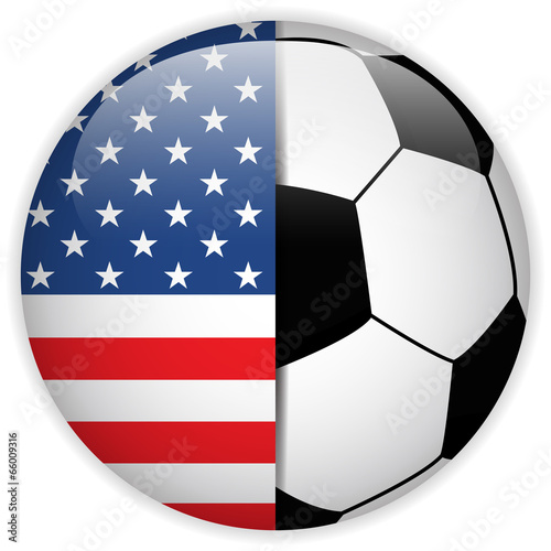 USA Flag with Soccer Ball Background