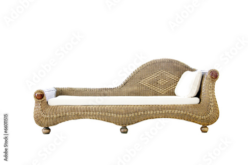 Rattan sofa on white background