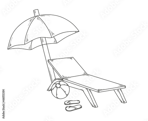parasol flops, ball and chair