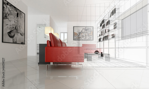 Appartamento, Rendering 3d progetto, interni photo