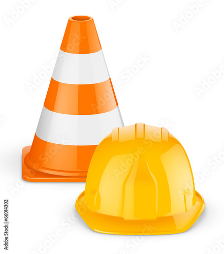 Casque et cône de chantier vectoriels 1