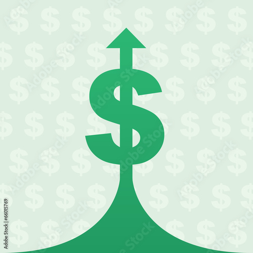 Dollar symbol with arrow stretching up