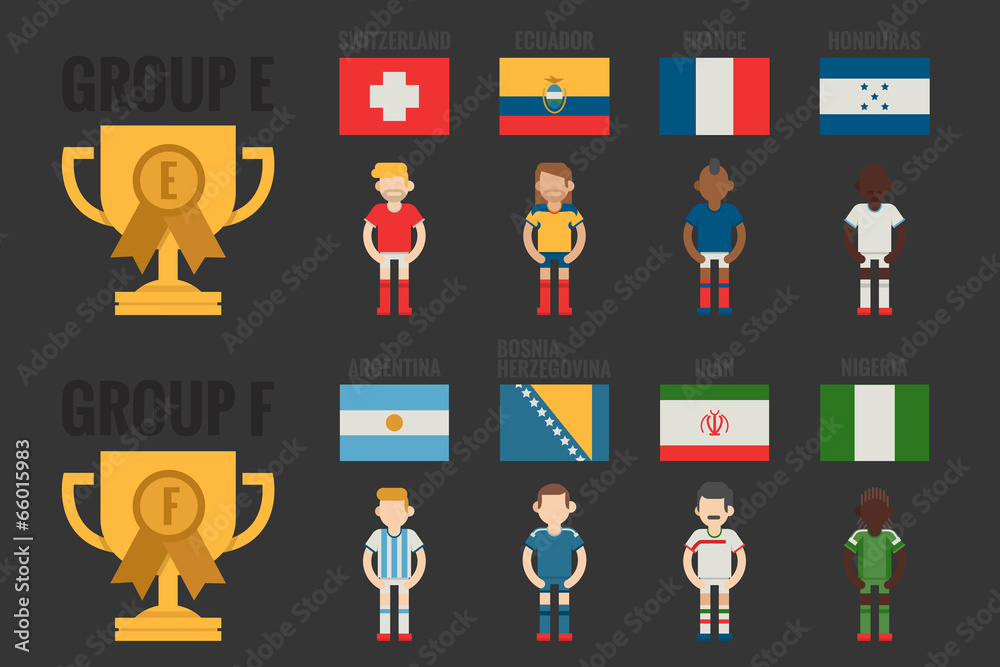 Fototapeta premium soccer icons Group E-F