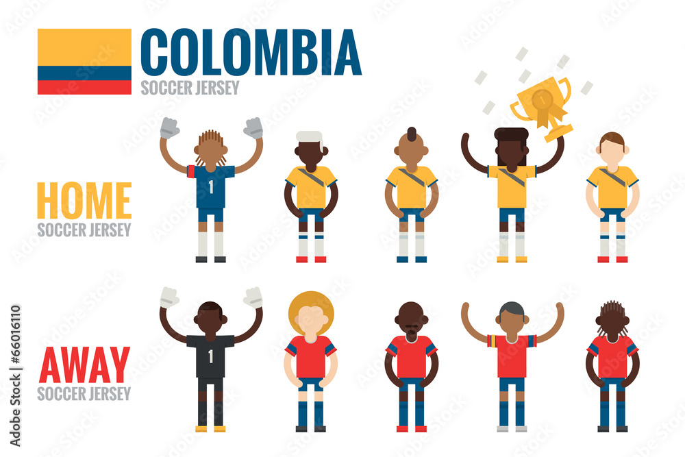 Colombia soccer icons flat design Colombia soccer icons flat design