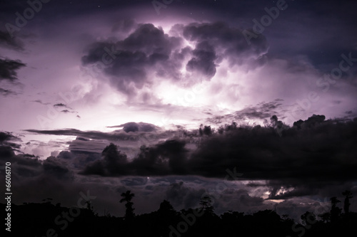 Thundercloud illuminated by lightning