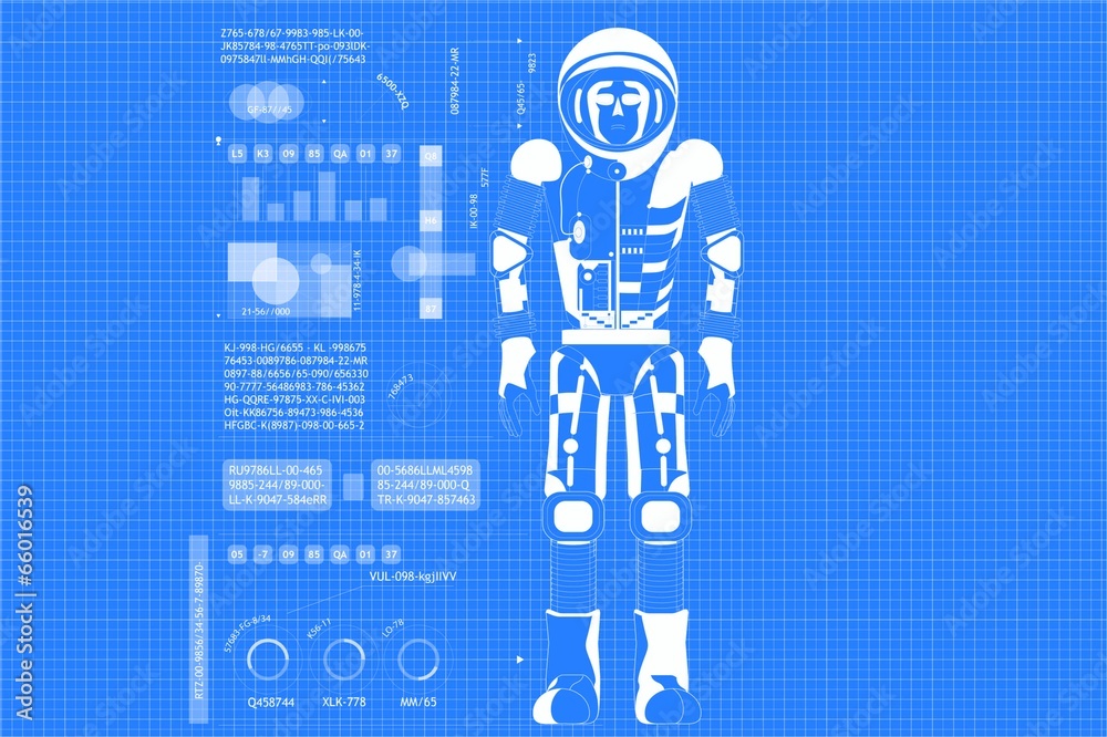 Naklejka premium Astronaut Blueprint