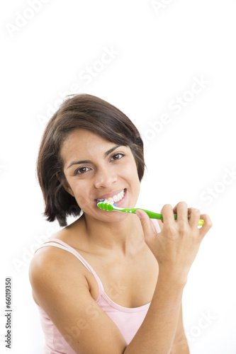 Attractive Woman Brushing Teeth