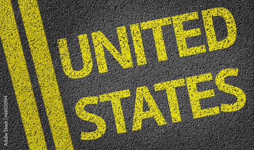 Schilderij op canvas United States written on the road