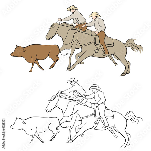 Cowboy Herding Cattle
