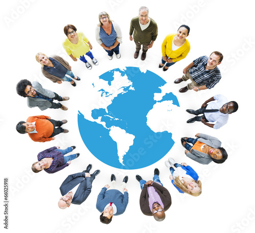 Group of Multiethnic People Looking Up