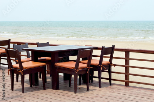 Table at beach  - vintage style © oilslo