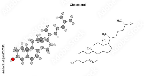 Structural chemical formulas of cholesterol molecule