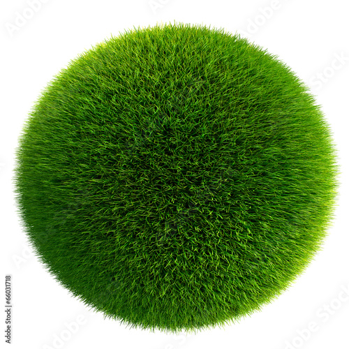 green grass ball isolated on white