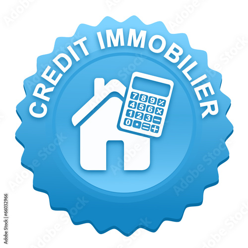 crédit immobilier sur bouton web denté bleu