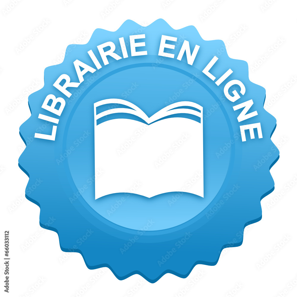 librairie en ligne sur bouton web denté bleu librairie en ligne sur bouton web denté bleu