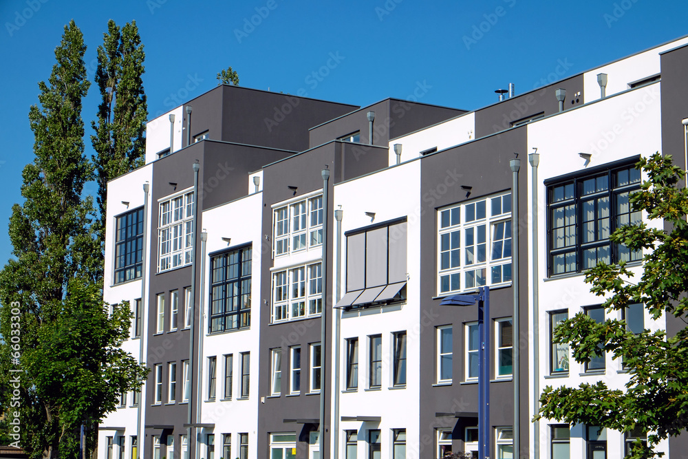 Fototapeta premium Modern terraced housing seen in Berlin