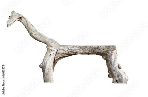 Wooden Horse Shape Bench Isolated on White Background