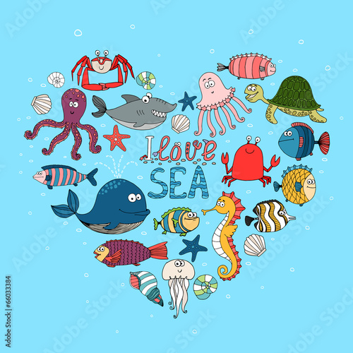 I Love Sea nautical themed design
