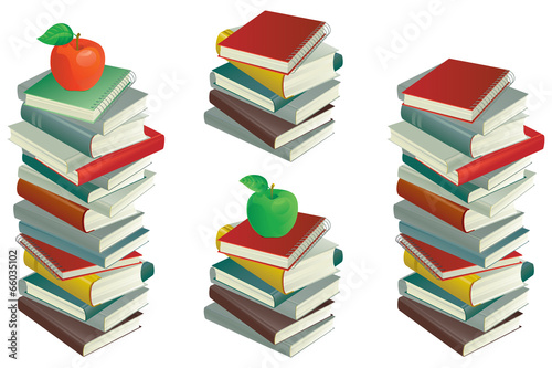 Vector set of book stacks isolated on white background