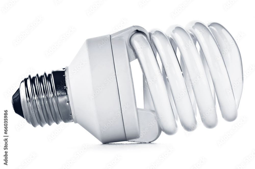 Energy saving fluorescent light bulb on white bakground Energy saving fluorescent light bulb on white bakground