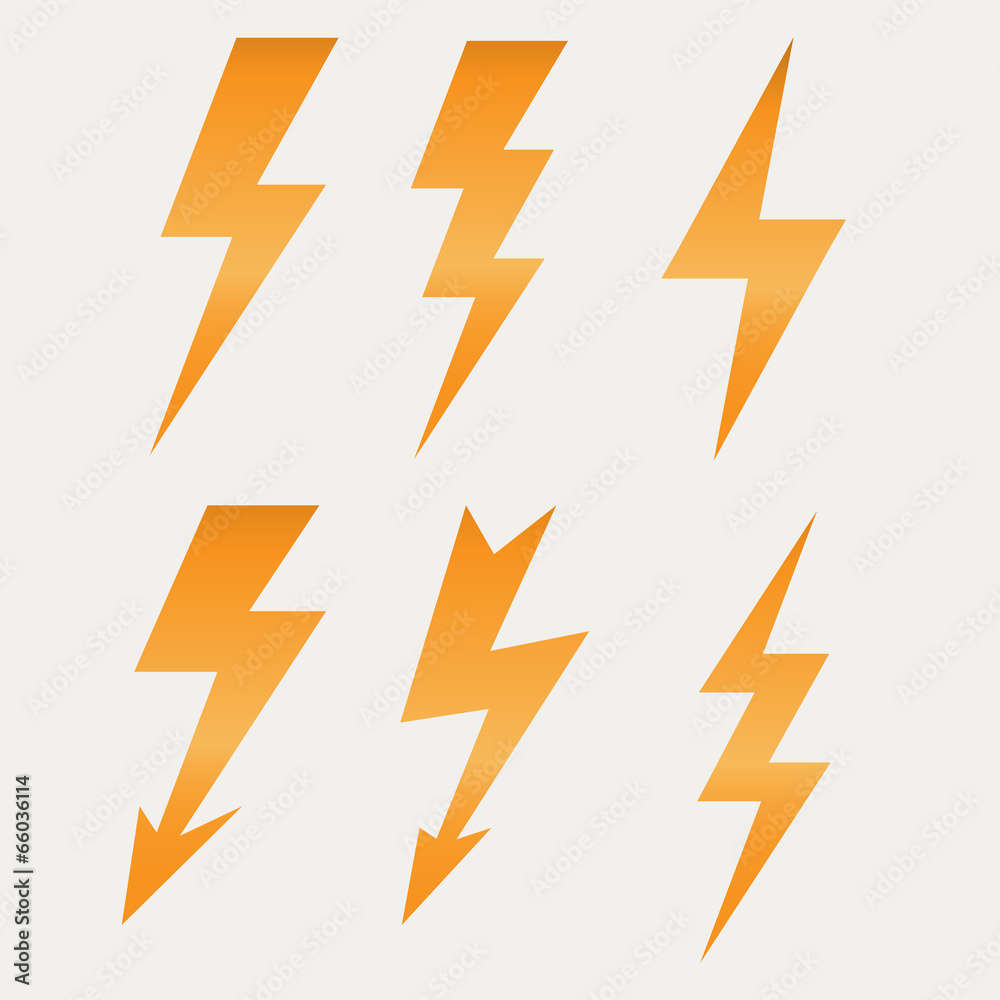 Lightning icon flat design long shadows vector illustration