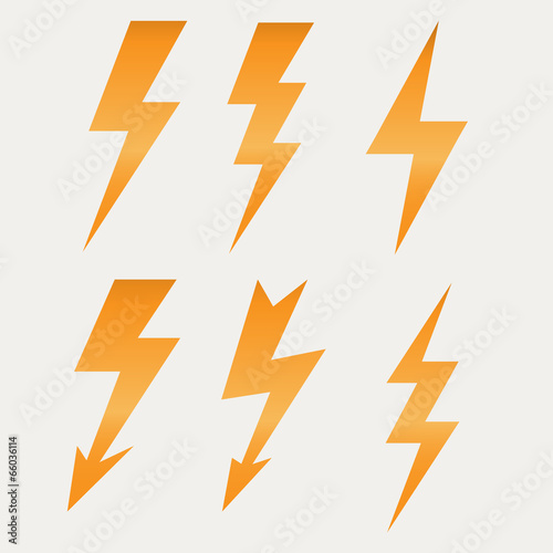 Lightning icon flat design long shadows vector illustration